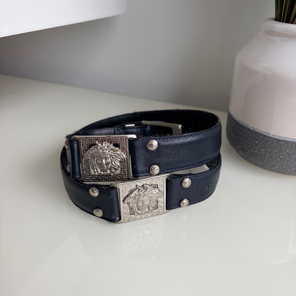 Gianni Versace Vintage Medusa Logo Leather Belt - Damaged